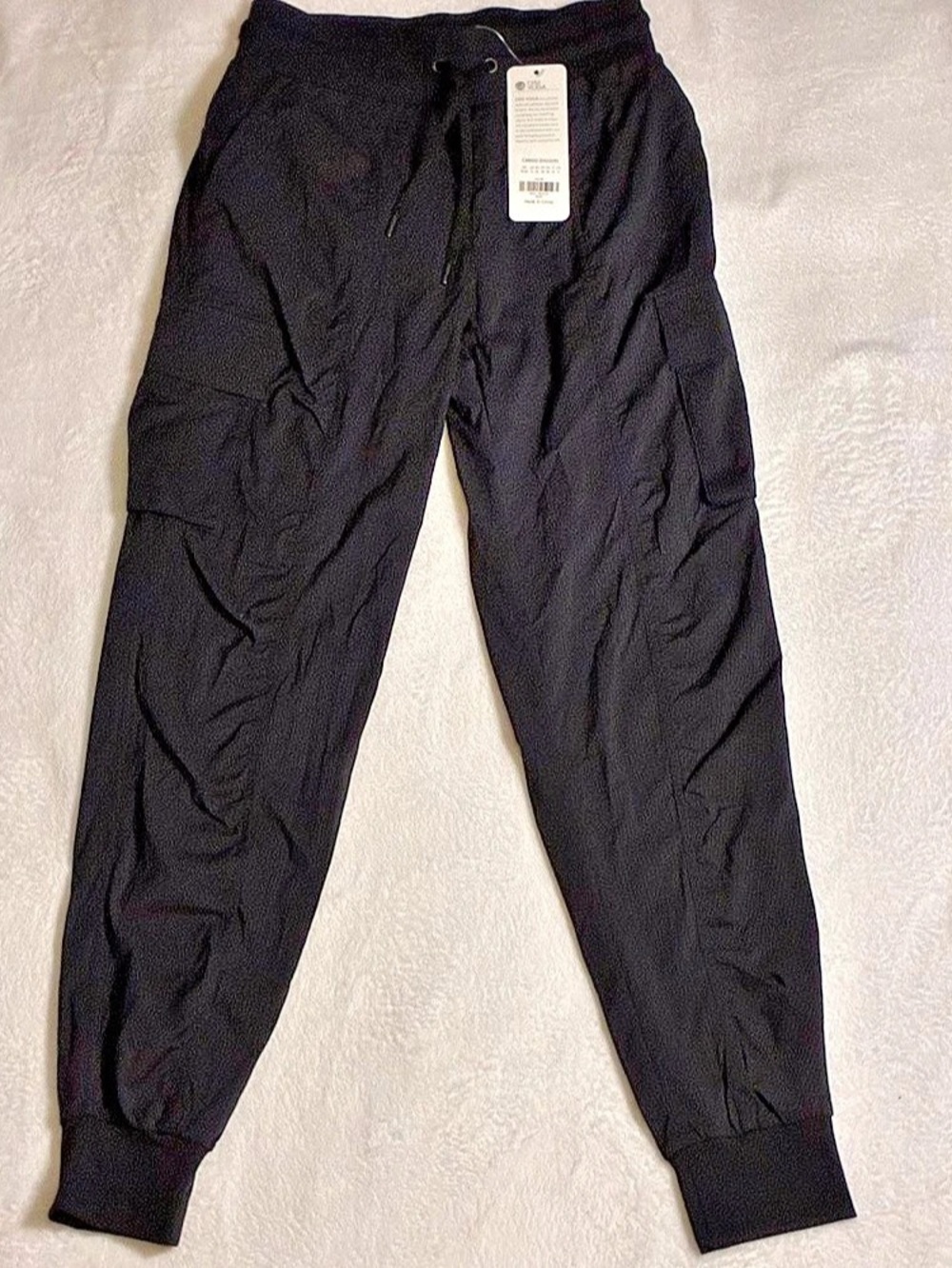 CRZ YOGA Lightweight Running Classic Fit Ruched Cargo Joggers Ruched Black XS